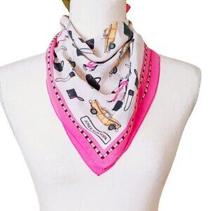 Jones New York Vintage Silk Scarf Square Pink Travel Theme